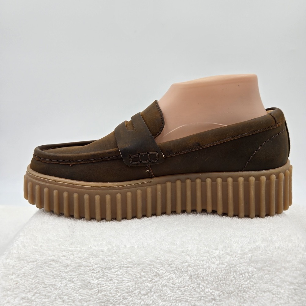 Clarks Torhill Penny Loafers Womens Size 7.5 Platform Ribbed Sole Slip On Shoes - Picture 5 of 13